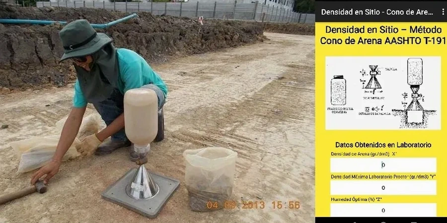 Ensayo de Densidad de Campo con Cono de Arena en Buin